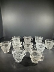 Anchor Hocking “Wexford” Set Of 10 Clear Glass Punch Bowl Cups Replacements –