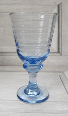 Vintage Libbey Sirrus blue water wine goblet ribbed stemmed 7″ holds 12 fl oz