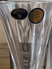 NEW CRYSTAL BOHEMIA champagne FLUTES wedding Set of 2 Czech Republic 24% Lead