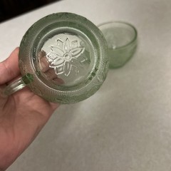 Set 2 Vintage Tiara exclusive Indiana glass Chantilly green punch cup 1960-70s