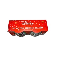 Disney Mickey & Minnie Mouse Pluto Christmas Holiday Stemless Glasses Set of 2