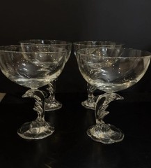 4 Cristal D’Arques Durand Dolphy Clear Champagne Tall Sherbert Glasses Set 4