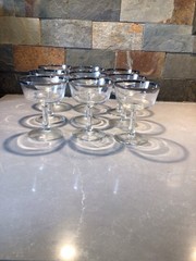 Parisienne by Cristal D’arque Platinum Rim Champagne Sherbert Glasses Set Of 9