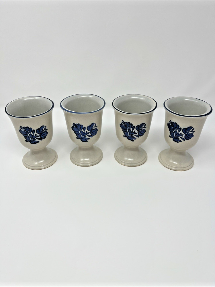 Stoneware Goblet Pedestal Footed Wine Goblets PFALTZGRAFF Yorktowne Set of 4