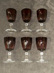 Cristal d’Arques Durand GOTHIC ARCH Ruby Red SET 6 Cordial Whiskey Glasses 3.25”