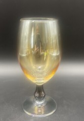 VTG Iridescent AMBER Wine Water Glasses Goblets 7.5” RARE Set of 5 MINT