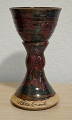Rosebrook Pottery Glazed Multicolor Goblet About 9 1/4 Inches High