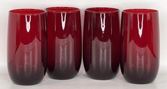VTG Anchor Hocking Royal Ruby Red Tumblers Set of 4 12oz Glasses 5″ Tall MCM