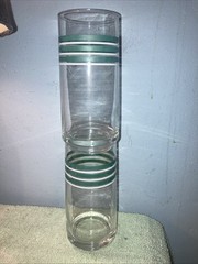 Vintage Libby Green White Striped Juice Glasses Stackable Retro Set Of 12