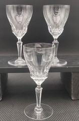 Set 3 Val St. Lambert GOETHE MILLET Teardrop Cut Crystal Water Wine Glass Signed