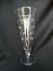 Anchor Hocking Wheel Gray Cut Coin Dot 11oz Pilsner Glass Excel. Used Cond.