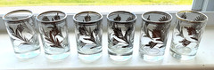 6 Shot Glasses Hummingbird & Flowers Sterling Silver Overlay-Peruvian Art/Crafts