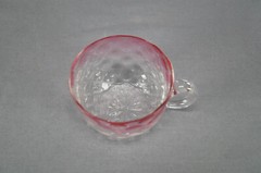 Victorian Rubina Spot Optic Inverted Thumbprint Custard / Punch Cup Circa 1880s