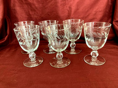 Libbey Glass Etched Wheat Water Goblets Set of 6