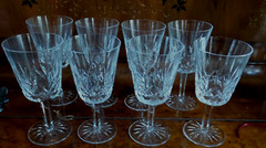 8 WATERFORD CRYSTAL LISMORE WINE OR WATER GLASSES 7″X3 1/2″ SIGNED WATERFORD