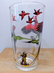 2 Vintage 10 Oz  Tumbler Highball Glass Hazel Atlas Pheasant Game Bird Hunting