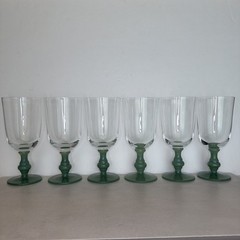 (6) Vintage Isabelle Green Iced Tea Goblets Glasses VILLEROY & BOCH Jade Stamped