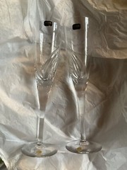 NEW Pair (2) Atlantis FLIGHT Cut Crystal Champagne Flutes – 9.125”H