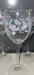 Gorgeous Cristal Luminarc France lavender pink flowers 7wine glasses & pitcher