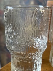 2 Indiana Glass Co Crystal Ice Textured Glass Low Ball Set 1960s MCM 5”