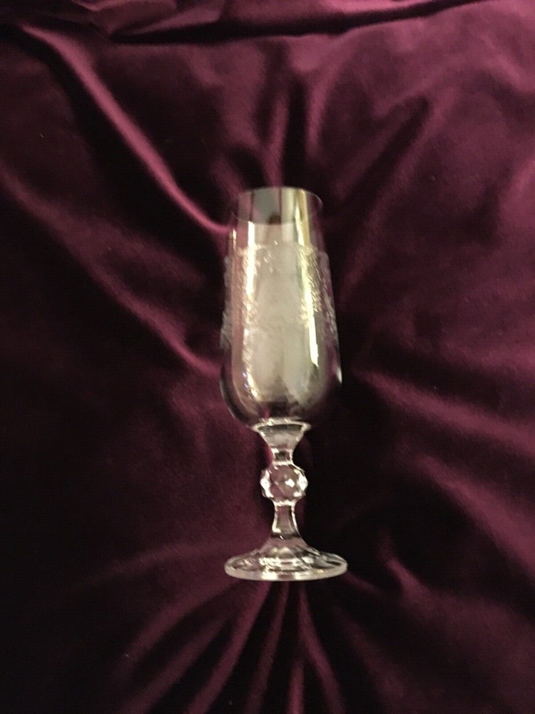 Import Assoc “Cascade” Etched Bohemian Crystal Champagne Flute Excellent Used