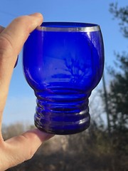 Set 2 Imperial Shaeffer Platinum Trim Tumblers Cobalt Blue Morgantown