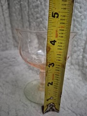 Vintage depression glass – «watermelon’ (pink and green) – floral etched