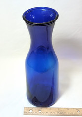 VTG Cobalt Blue Glass Wine Carafe & 2 Libbey Wine Goblets | Curated Barware Set