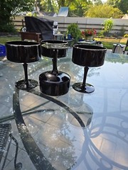 Lenox Venture Black Platinum Trim Crystal Champagne Mid-Century Modern Set Of 4