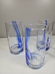 Libbey Blue Ribbon Impressions Tumbler 16 oz Glasses 6” tall Sets of 4