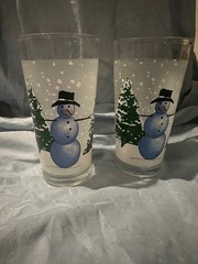 Set of 2 KIG indonesia snowman Christmas glasses