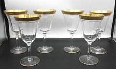 Rambler Rose by Tiffin-Franciscan Stem 14196 Optic Glass Set of 6 SEE SIZE FLAWS