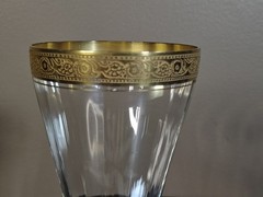Genuine Discontinued TIFFIN Gold Encrusted Minton 16 Optic Panel Sherbert Glass
