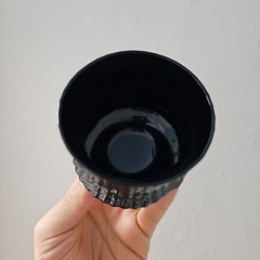 Vintage Black Glass Drinking Glasses Textured Rocks Glass Lowball