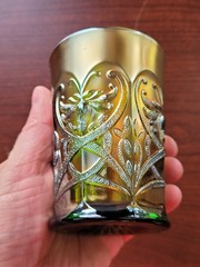 Pretty Green Northwood Carnival Glass Wishbone Pattern Tumbler
