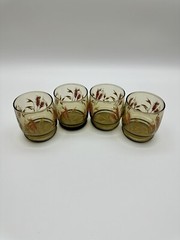 4 Anchor Hocking Triguba Tawny/Golden Wheat Juice Glasses 10 oz.