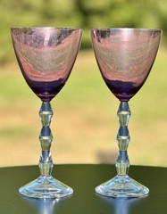 Carat Amethyst by LENOX-(2) 9”Water Goblets & (2) 8 5/8” Wine Glasses