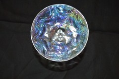 Set of 7 Fostoria Iridescent Rainbow Glass Champagne Sherbet Coupes Stemware