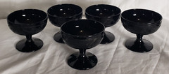 Vtg Hazel Atlas Black Cloverleaf 1930-1936 Sherbet 3″ Footed (X5)