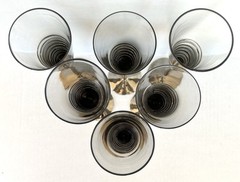 Mid Century Champagne Toasting Glasses 10 3/4″ Silver Fade Set Of 6