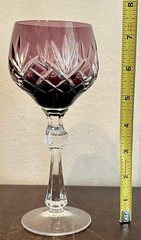 6 Vintage Cut Clear Crystal Wine Glasses Bohemian Czech West German Style 7.5”H