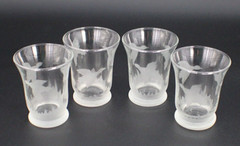 Flying Pheasant Or Grouse Frosted Tulip Shaped Cocktail Glasses MCM Set Of 4