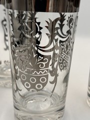 Kimiko Silver Knight Shield Highball Glasses Set Of Seven Mid Century 12oz