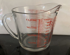 Vintage 4 Cup 1 Qt Anchor Hocking Glass Red Measuring Cup Oven Basics No. 499