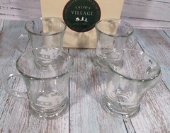 Set of 4 Vintage Libbey Christmas Winter Village Snow Scene Mugs