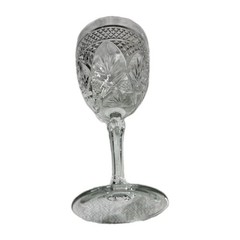 Pair of Vintage Clear Crystal Water Goblets 7″ Diamond & Fan Cut Glass 7oz #0211