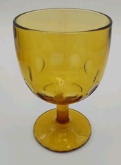 Bartlett Collins Amber Thumbprint Footed Stemmed Water Goblet Set of 4