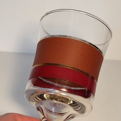 Libbey Brandywine Pattern Goblet Glass 6.25in Tall Brown Maroon Gold Vintage