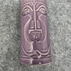 Vintage 2001 Accoutrements Tiki Mug Purple Ceramic 6.5in Barware Polynesian