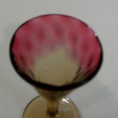 ANTIQUE AMBERINA AMERICAN ART GLASS CORDIAL «INVERTED THUMBPRINT», c. 1880’s